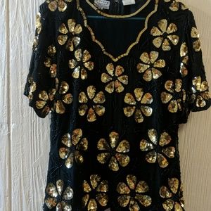 Vintage silk and sequin top